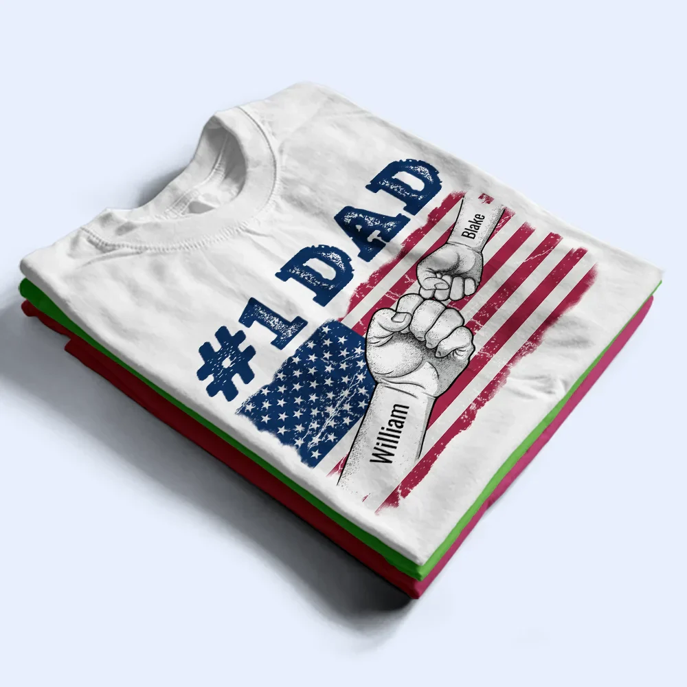 Stars & Stripes #1 Dad - Personalized T Shirt - Image 2
