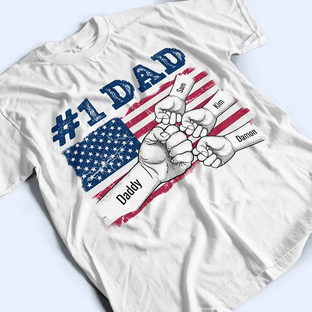 Stars & Stripes #1 Dad - Personalized T Shirt - Image 3