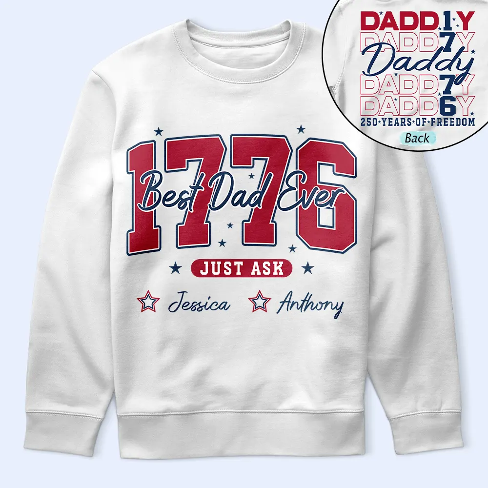 Stars & Stripes Best Dad Ever - Personalized T Shirt - Image 5
