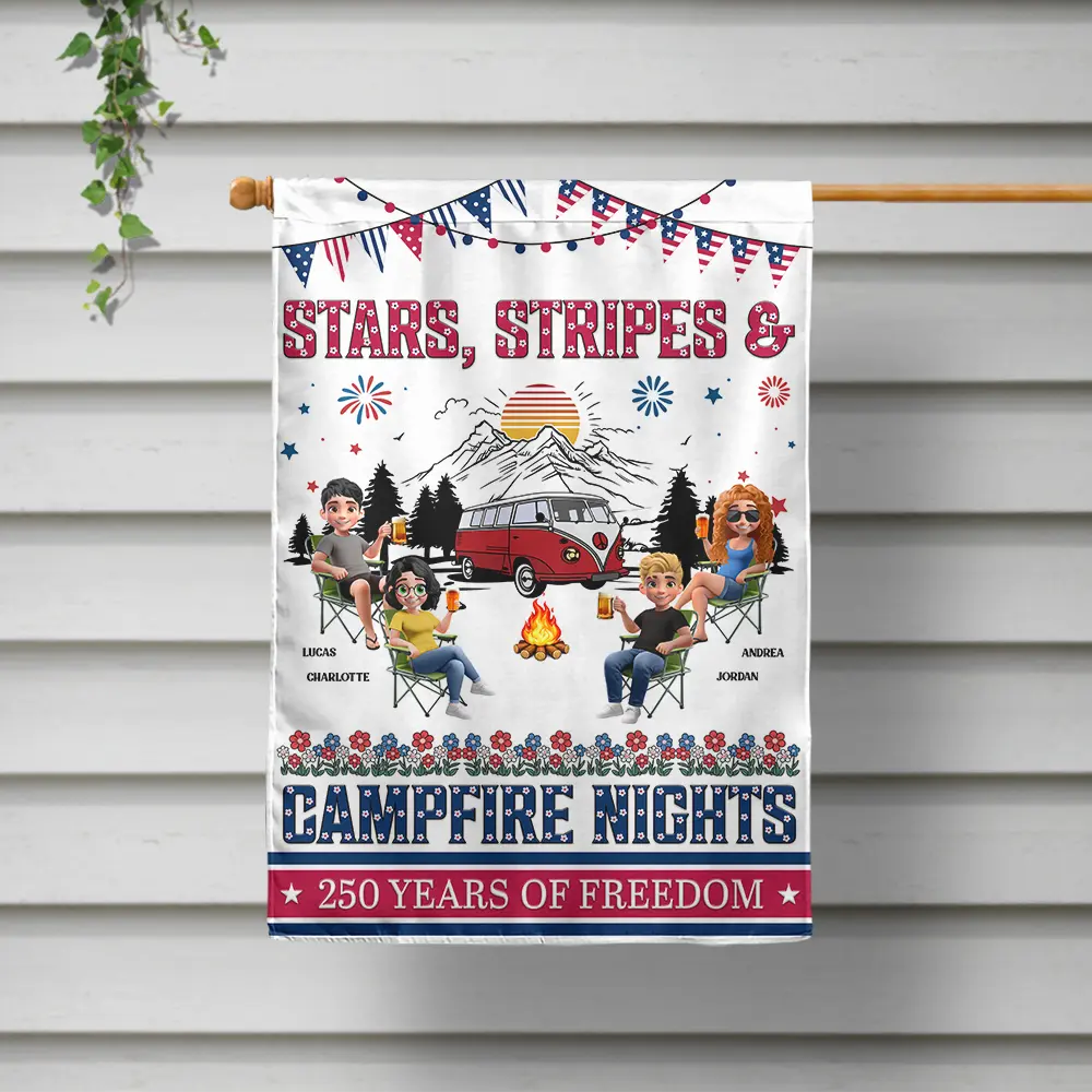 Stars & Stripes & Campfire Nights - Personalized Flag - Image 2