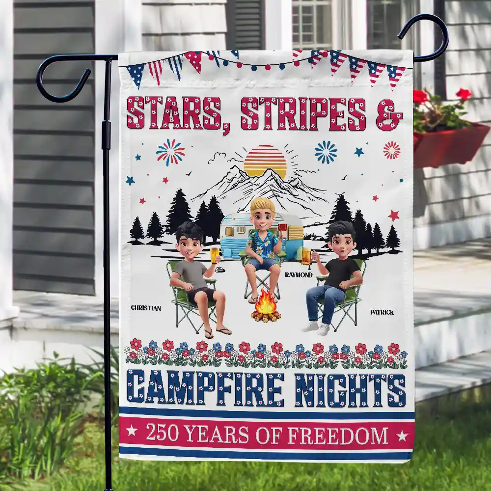 Stars & Stripes & Campfire Nights - Personalized Flag - Image 3