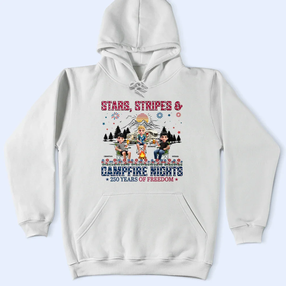 Stars & Stripes & Campfire Nights - Personalized T Shirt - Image 4