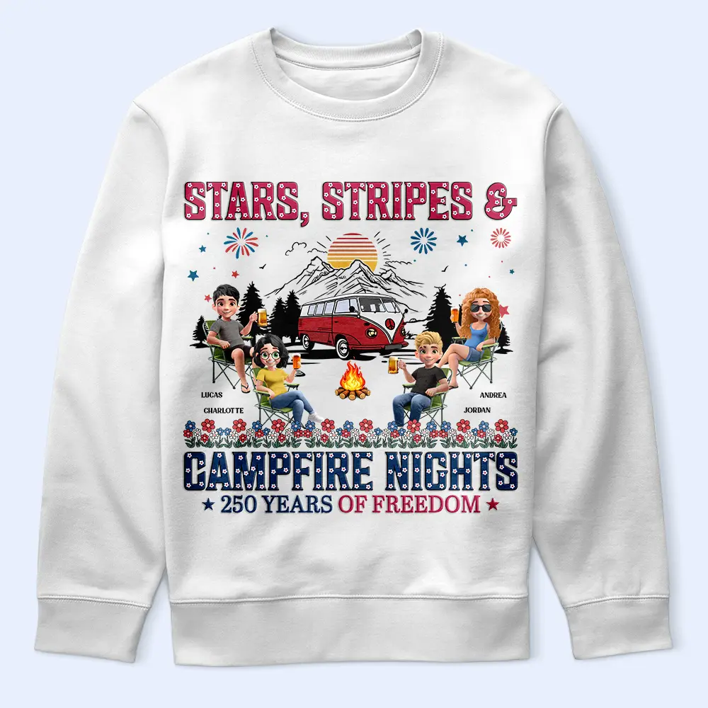 Stars & Stripes & Campfire Nights - Personalized T Shirt - Image 5