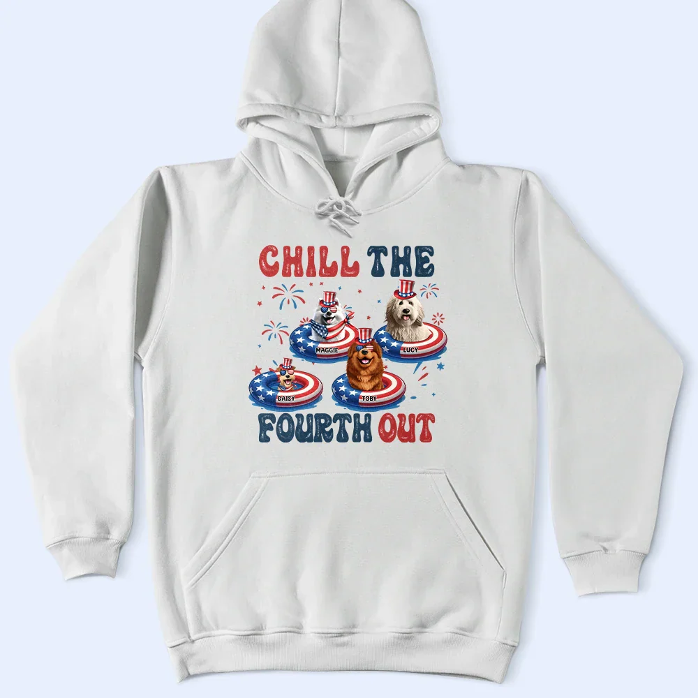 Stars & Stripes Chill The Fourth Out 3D Effect Dog - Personalized T Shirt - Image 4