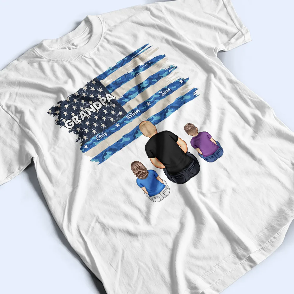 Stars & Stripes Dad Grandpa Names - Personalized T Shirt - Image 3