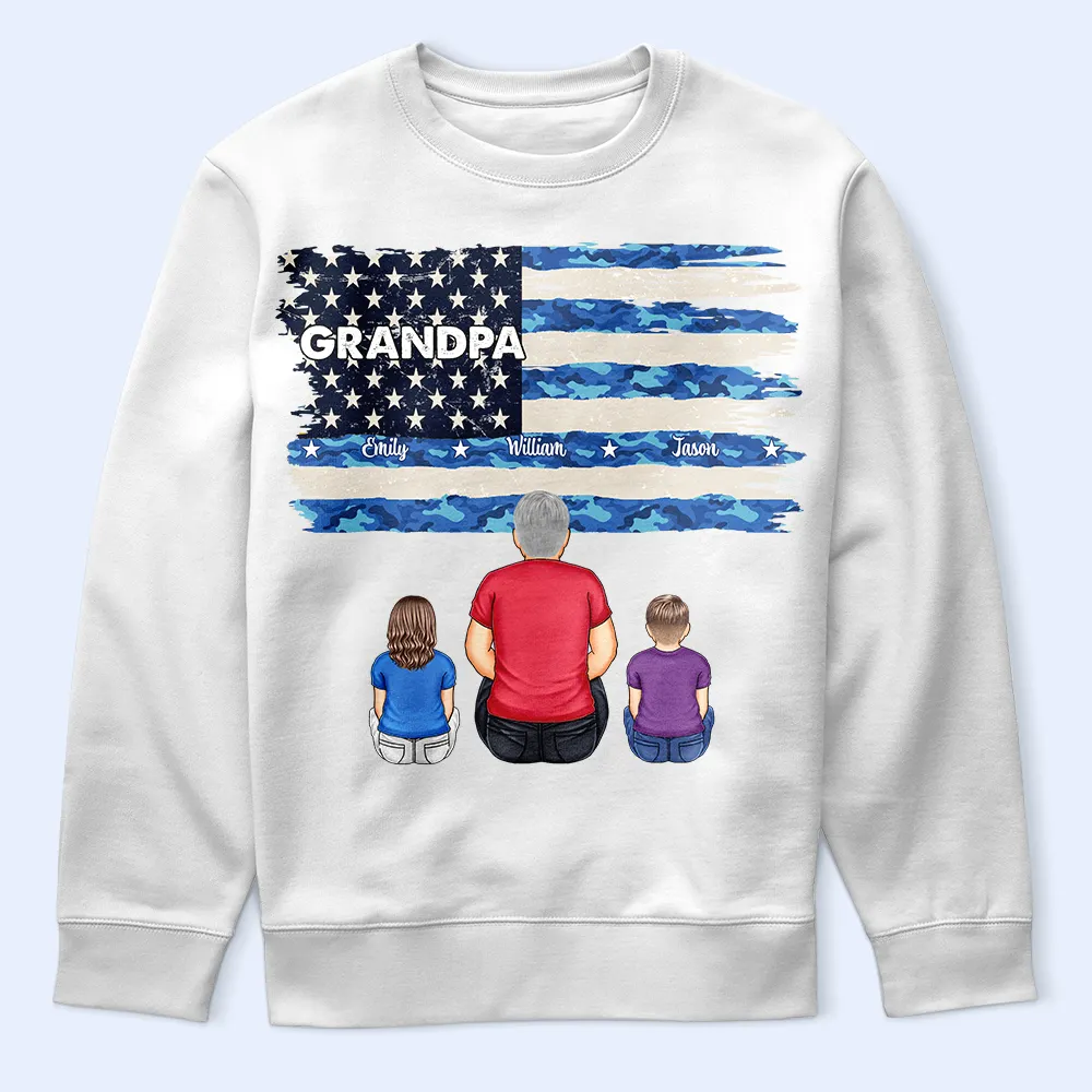 Stars & Stripes Dad Grandpa Names - Personalized T Shirt - Image 5