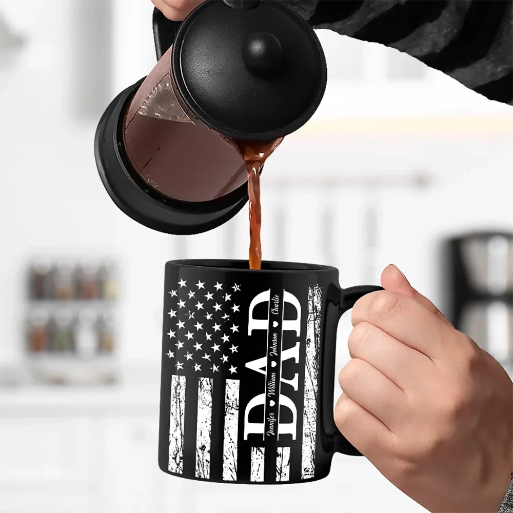 Stars & Stripes Dad Grandpa We Love You - Personalized Black Mug - Image 5