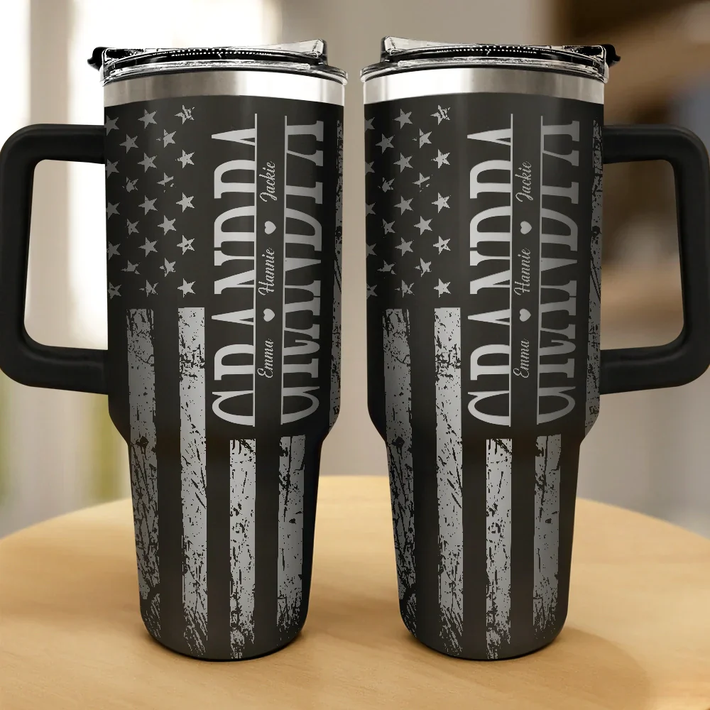 Stars & Stripes Dad Grandpa We Love You - Personalized Engraved 40oz Tumbler - Image 2