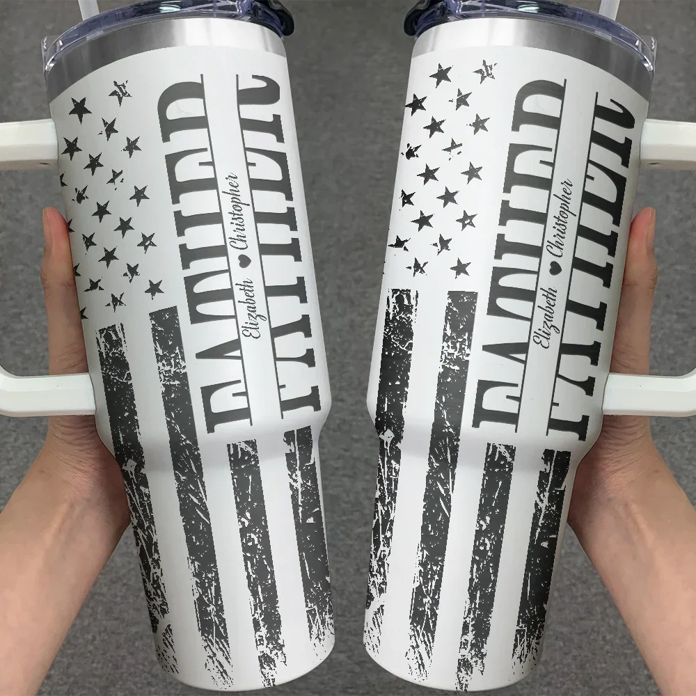 Stars & Stripes Dad Grandpa We Love You - Personalized Engraved 40oz Tumbler - Image 3