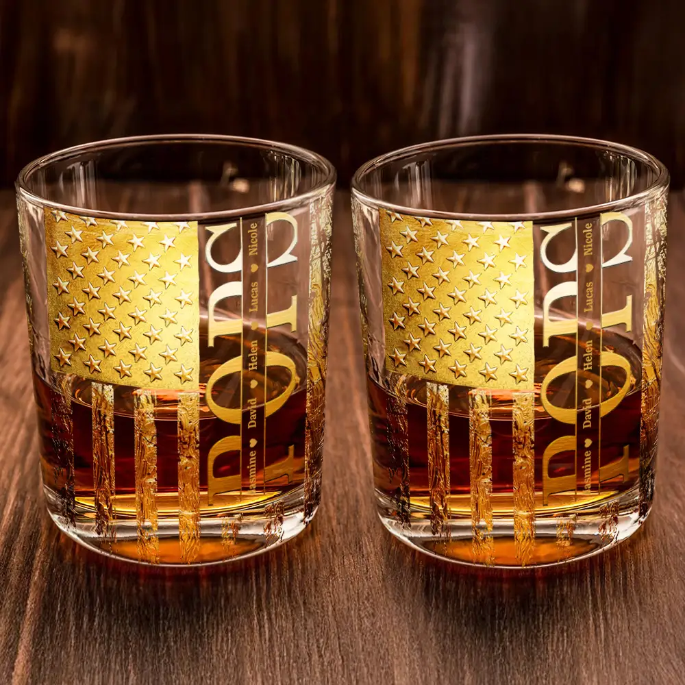 Stars & Stripes Dad - Personalized Whiskey Glass - Image 2