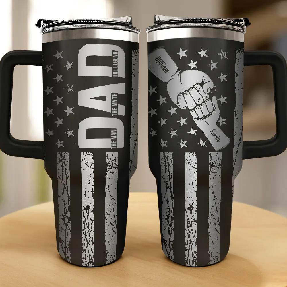 Stars & Stripes Dad The Man The Myth The Legend - Personalized Engraved 40oz Tumbler - Image 2
