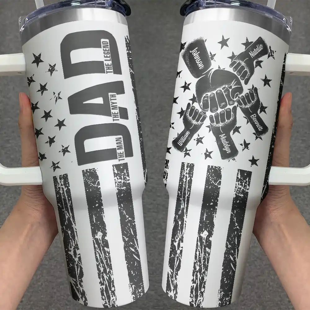 Stars & Stripes Dad The Man The Myth The Legend - Personalized Engraved 40oz Tumbler - Image 3