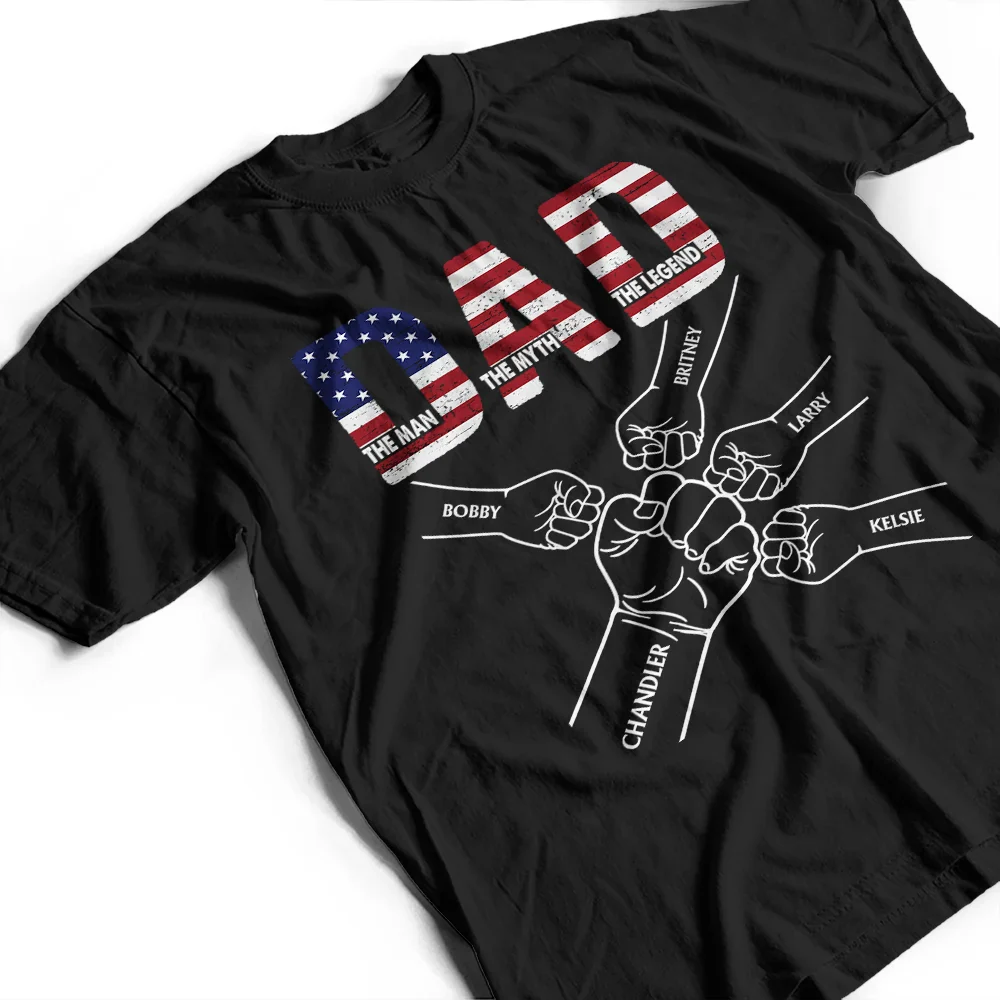 Stars & Stripes Dad The Man The Myth The Legend - Personalized T Shirt - Image 4