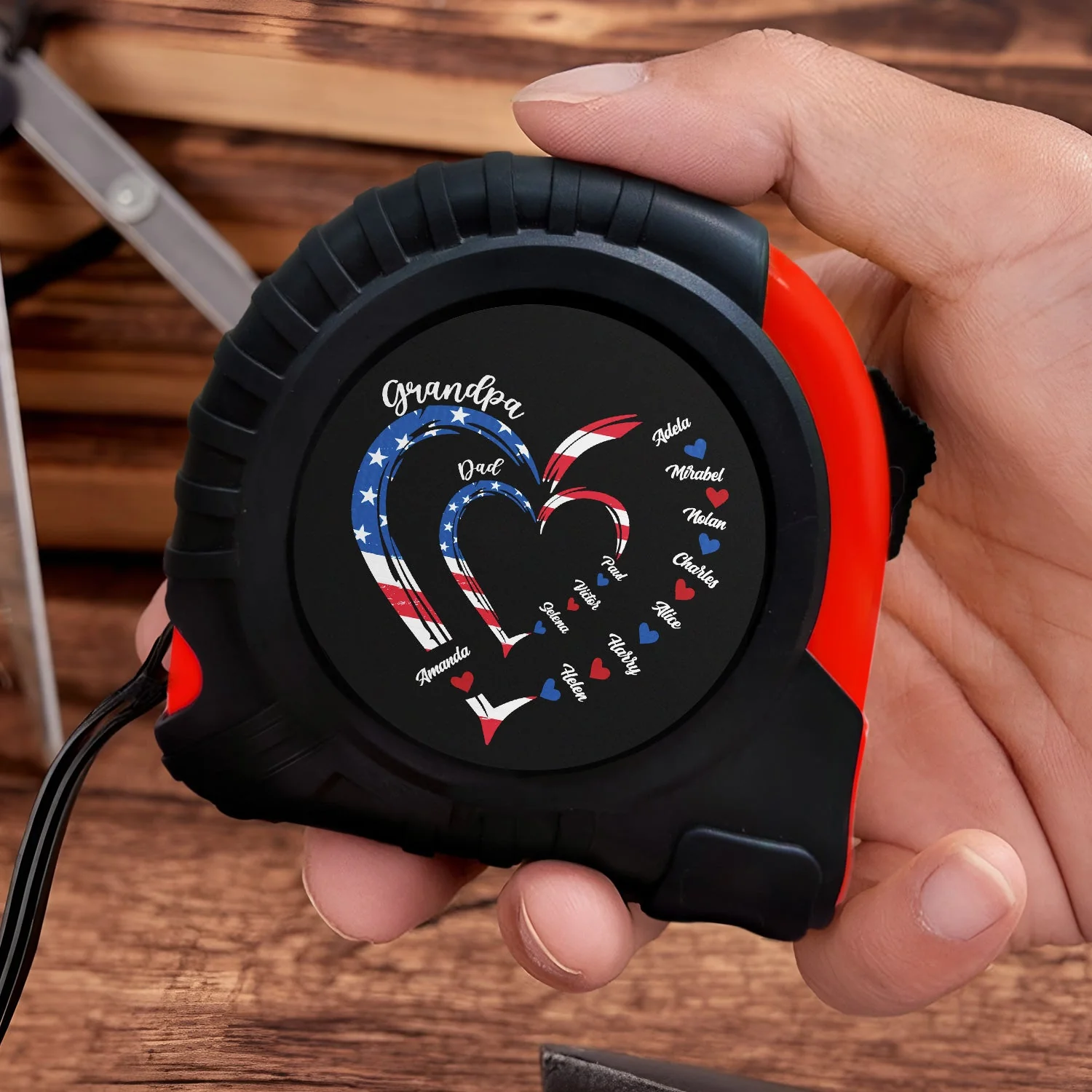 Stars & Stripes, Dad's Grandpa's Sweethearts - Gift For Father, Grandfather - Personalized Tape Measure - Image 3