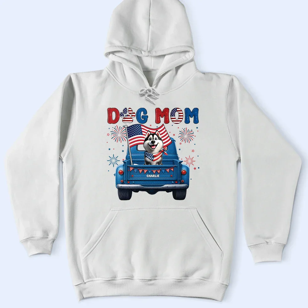 Stars & Stripes Dog Mom Dog Dad - Personalized T Shirt - Image 6