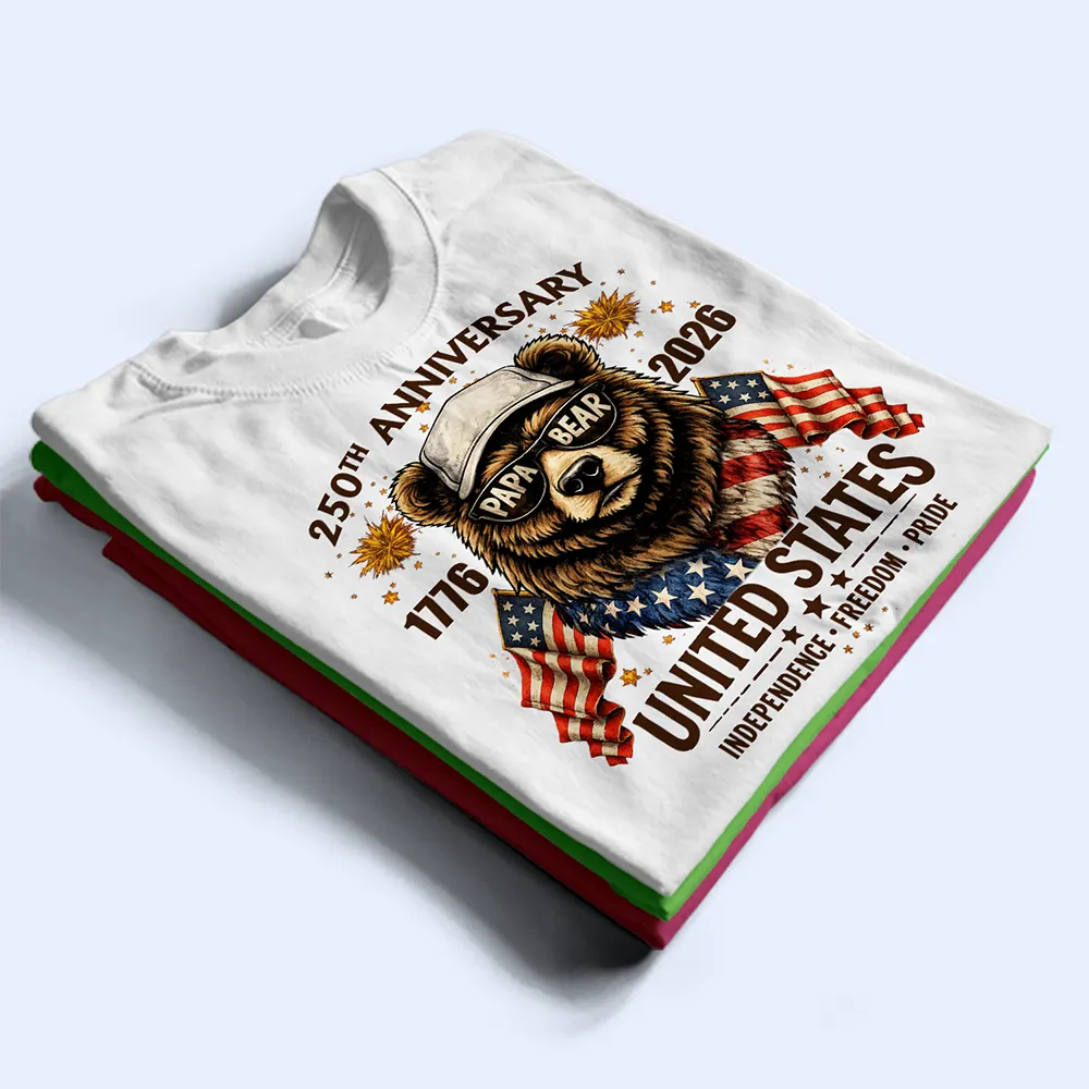 Stars & Stripes Grandpa Bear - Personalized T Shirt - Image 2