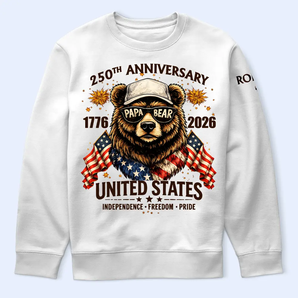 Stars & Stripes Grandpa Bear - Personalized T Shirt - Image 5