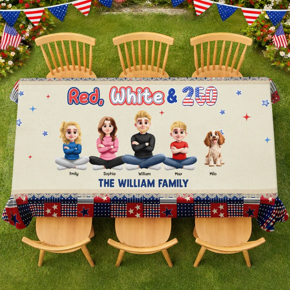 Stars & Stripes Red White And 250 - Personalized Tablecloth