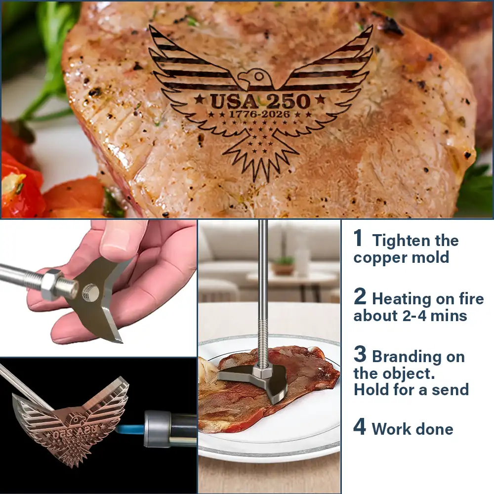 Stars & Stripes USA 250 Years of Freedom - Personalized Grilling Branding Stamp - Image 4