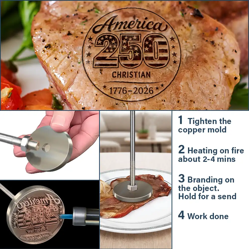 Stars & Stripes USA 250th Anniversary - Personalized Grilling Branding Stamp - Image 4