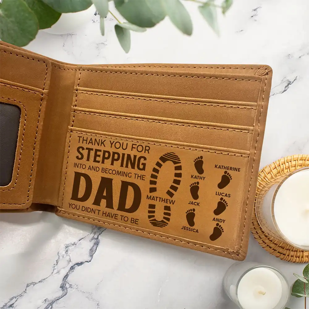 Stepdad, Bonus Dad Thank You For Stepping Into - Personalized Bifold Wallet - Image 5