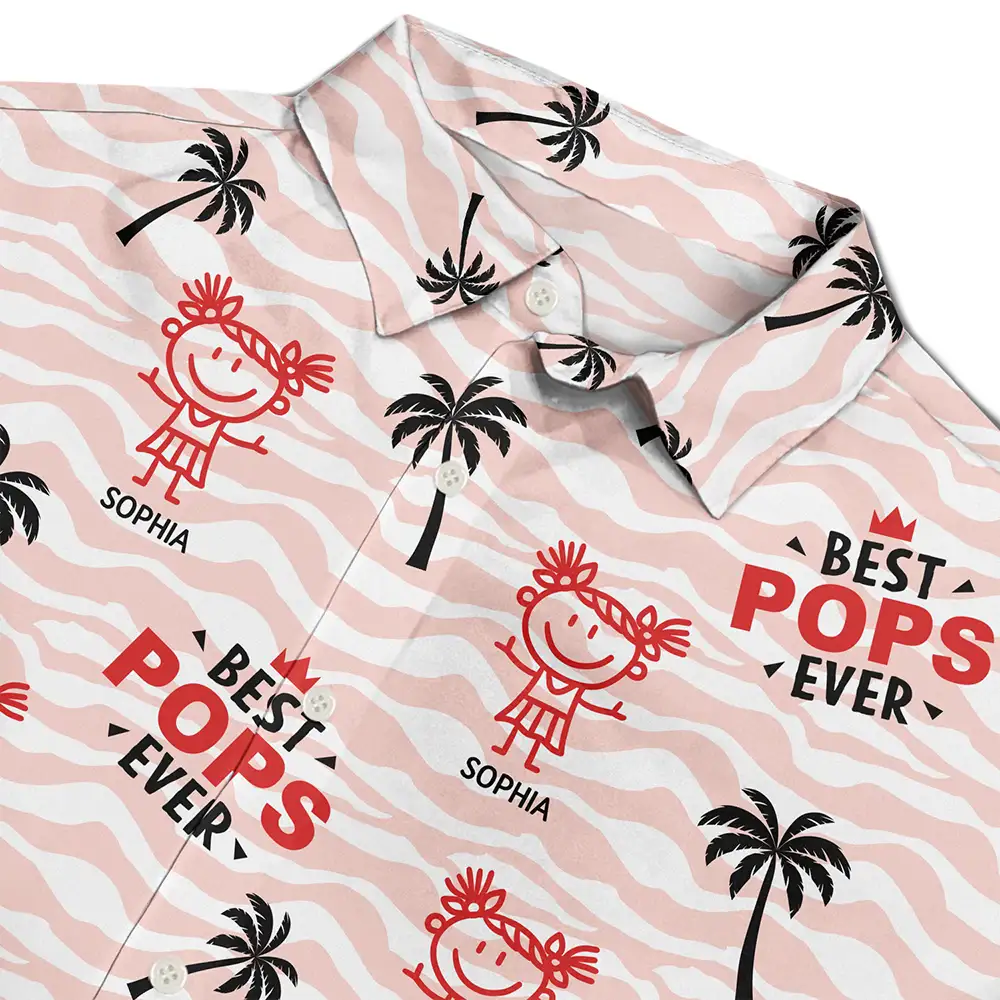 Stick Figures Best Dad Grandpa Ever - Personalized Hawaiian Shirt - Image 4
