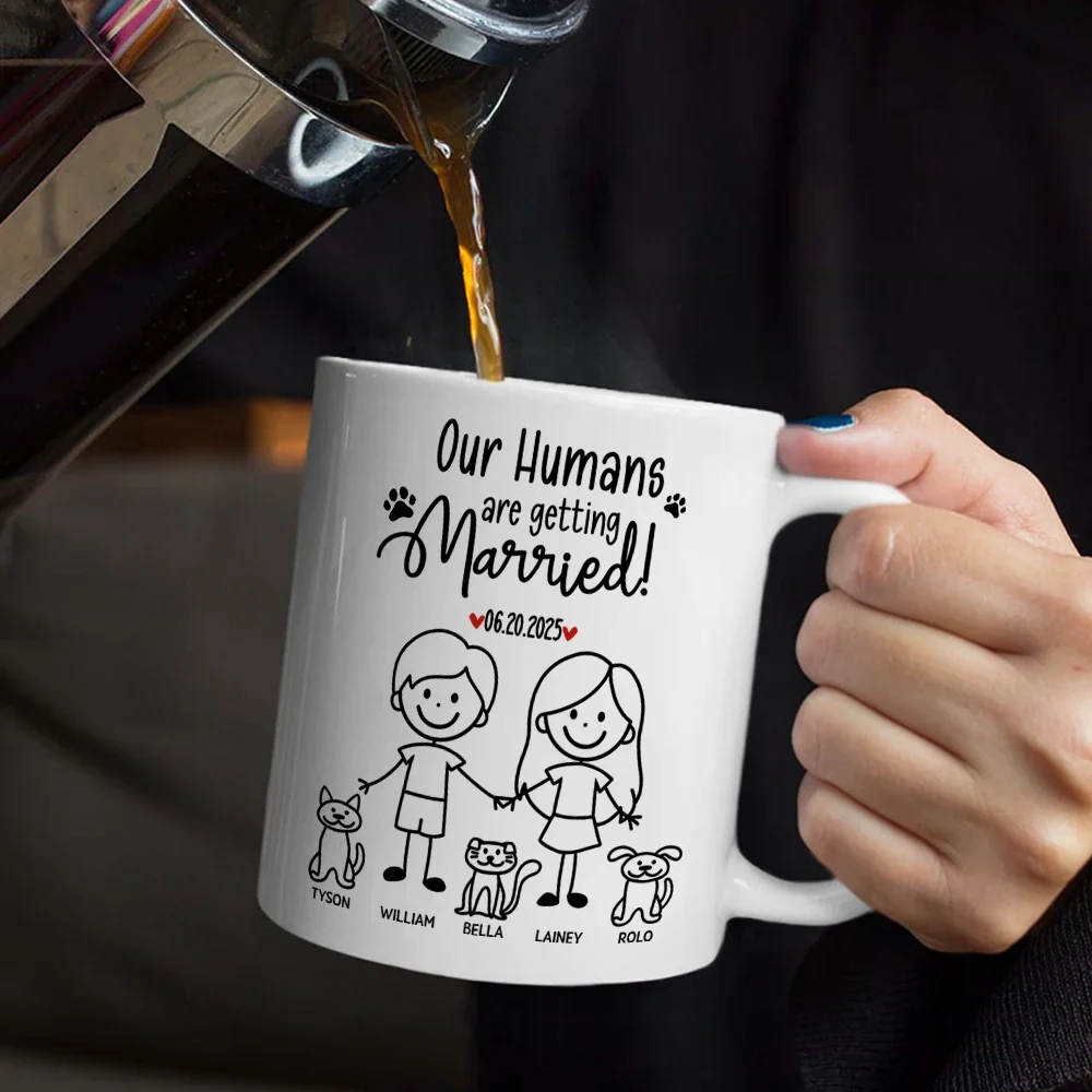 Stick Figures My Humans Are Getting Engaged Married - Personalized Mug - Image 5