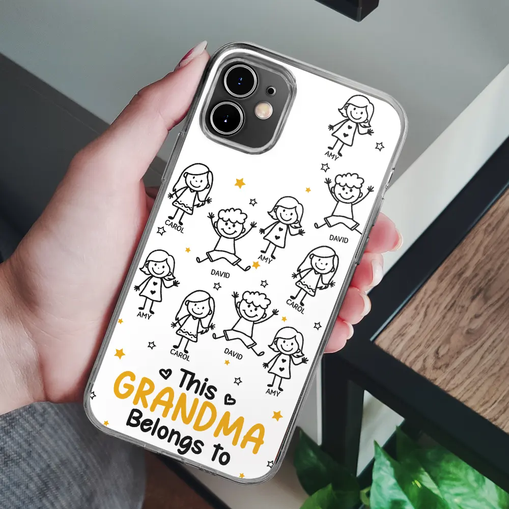 Stick Figures This Grandpa Grandma Belongs To Kids Pet - Personalized Clear Phone Case - Image 6