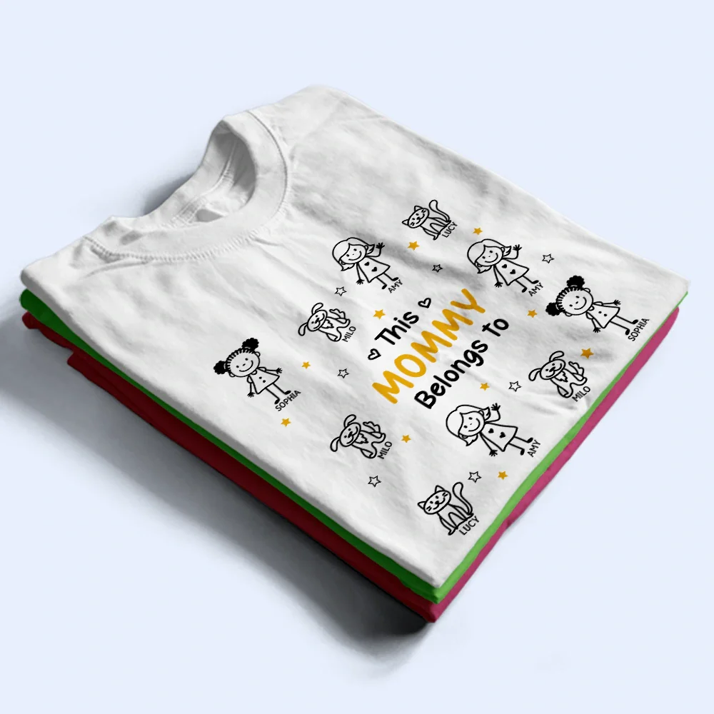 Stick Figures This Grandpa Grandma Belongs To Kids Pet - Personalized T Shirt - Image 2