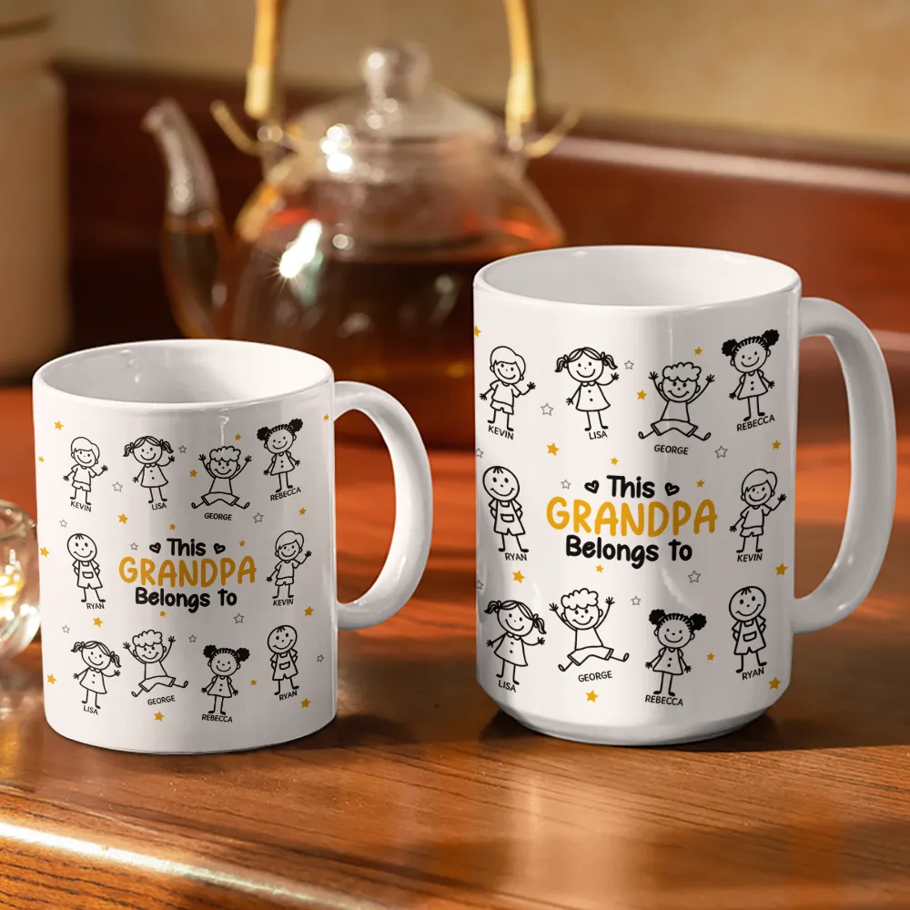 Stick Figures This Grandpa Grandma Belongs To Kids Pet - Personalized White Edge-to-Edge Mug - Image 3