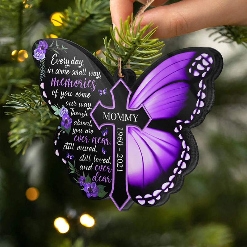 Still Missed Still Loved - Memorial Gift - Personalized Custom Butterfly Acrylic Ornament - Image 2