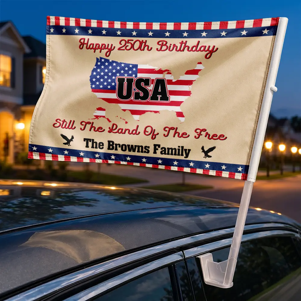 Still The Land Of The Free - Personalized Car Flag - Image 2