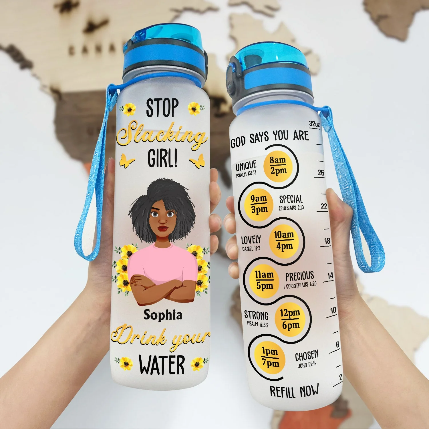 Stop Slacking Girl Drink Your Water - Birthday, Loving Gift For Besties, Sisters, Gift For Yourself, Women - Personalized Water Tracker Bottle - Image 3