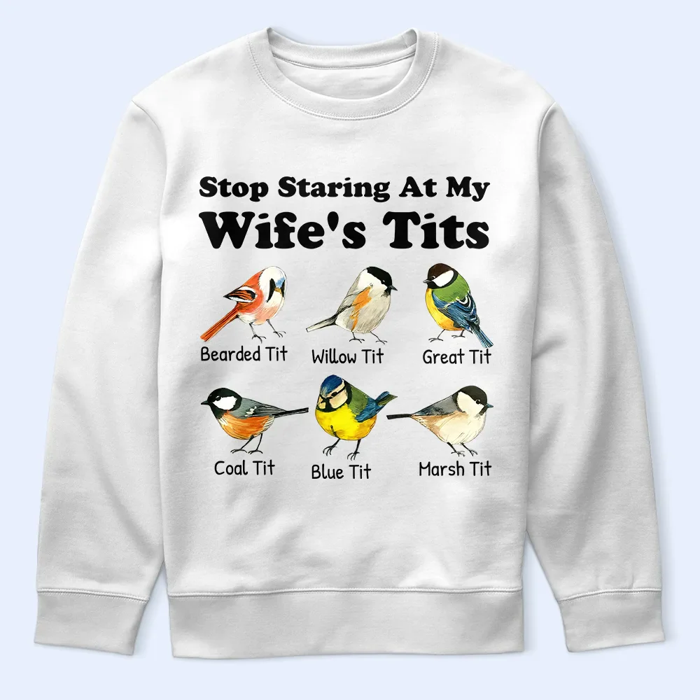Stop Staring At My Wife - Personalized T Shirt - Image 5