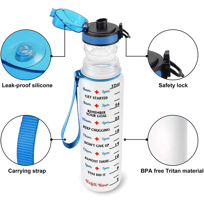 Straight Outta Night Shift - Gift For Nurses - Personalized Custom Water Tracker Bottle - Image 4