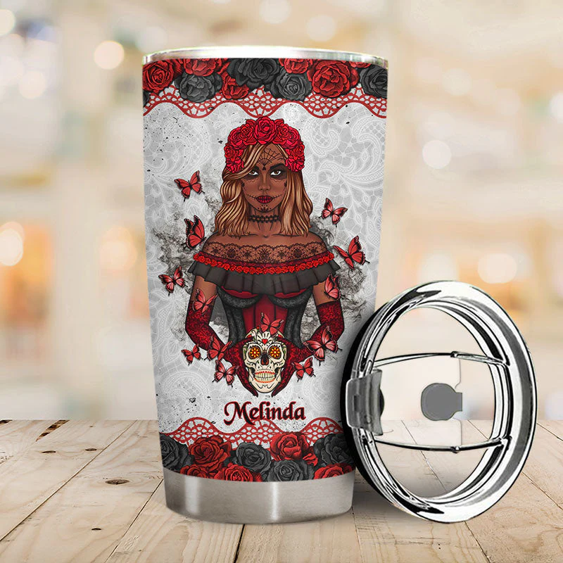 Sugar Skull I'm Not Sugar & Spice - Personalized Custom Tumbler - Image 2