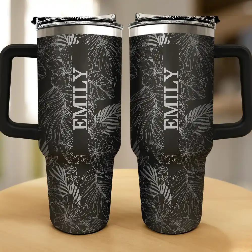 Summer Aloha Floral Vibe - Personalized Engraved 40oz Tumbler - Image 2