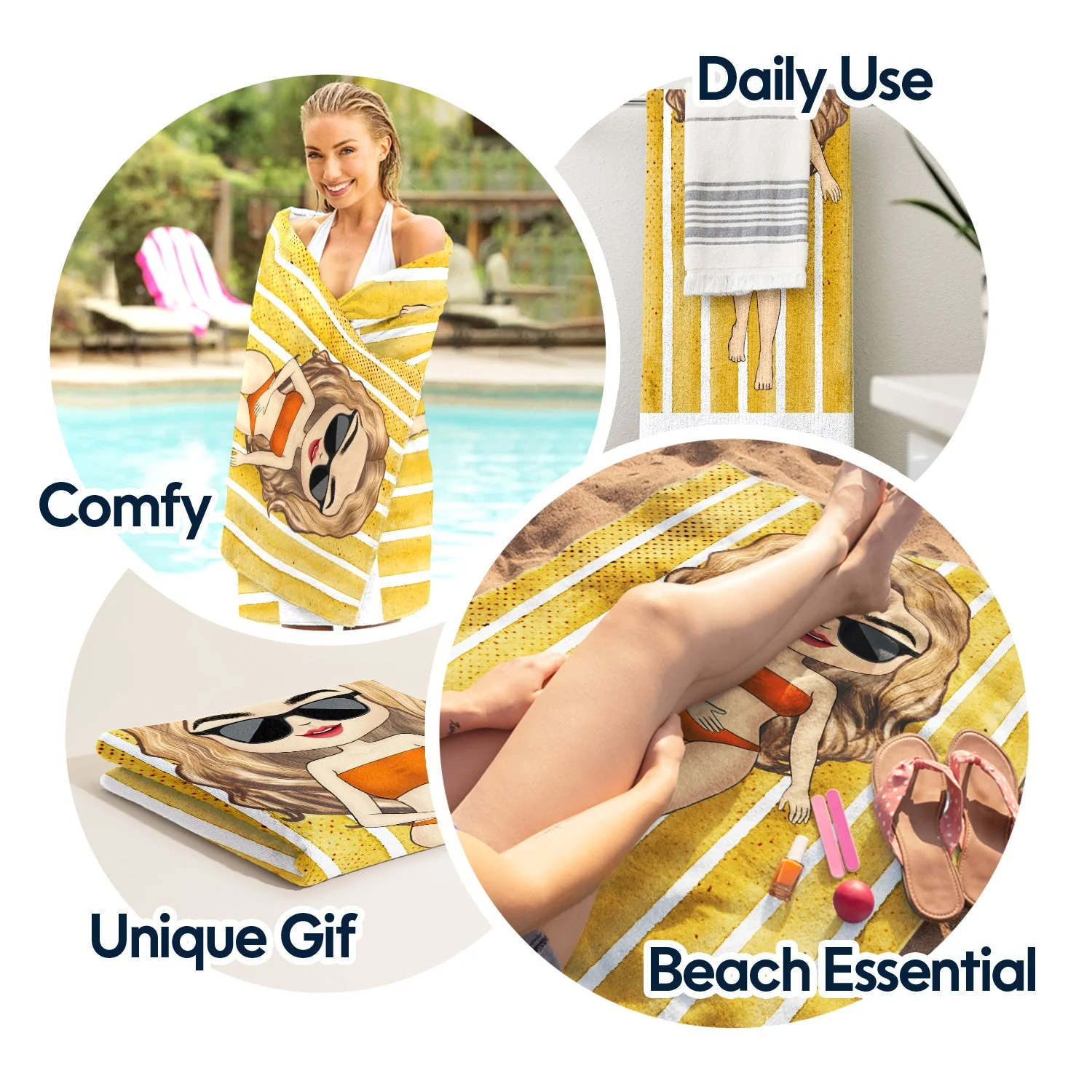 Summer, Beach, Pool, Travel - Gift For Her, Him, Besties, Family - Personalized Custom Beach Towel - Image 5
