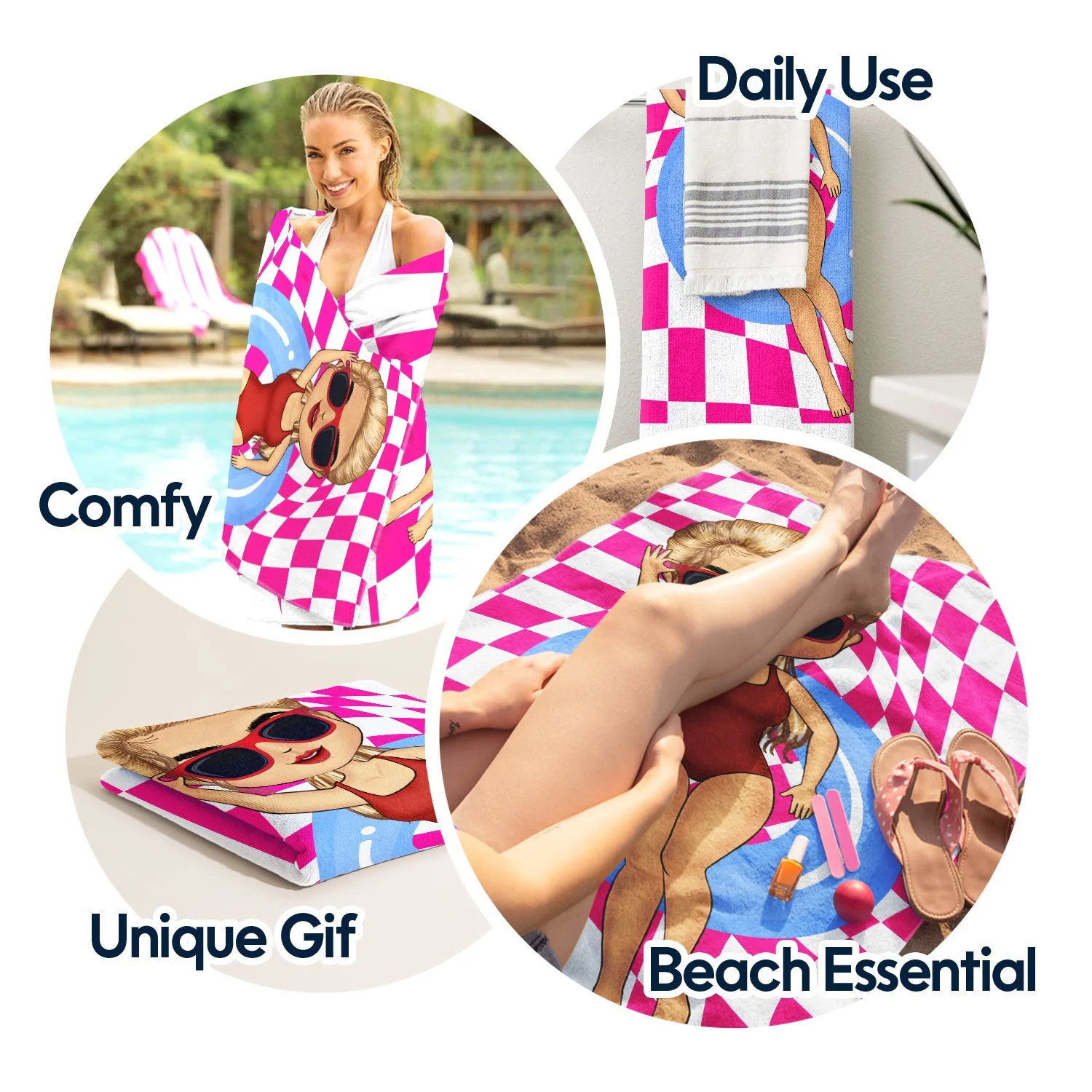 Summer Beach Sea Ocean Pool - Gift For Him, Her, Yourself, Girlfriend, Boyfriend, BFF Best Friends, Traveling Lovers - Personalized Custom Beach Towel - Image 5
