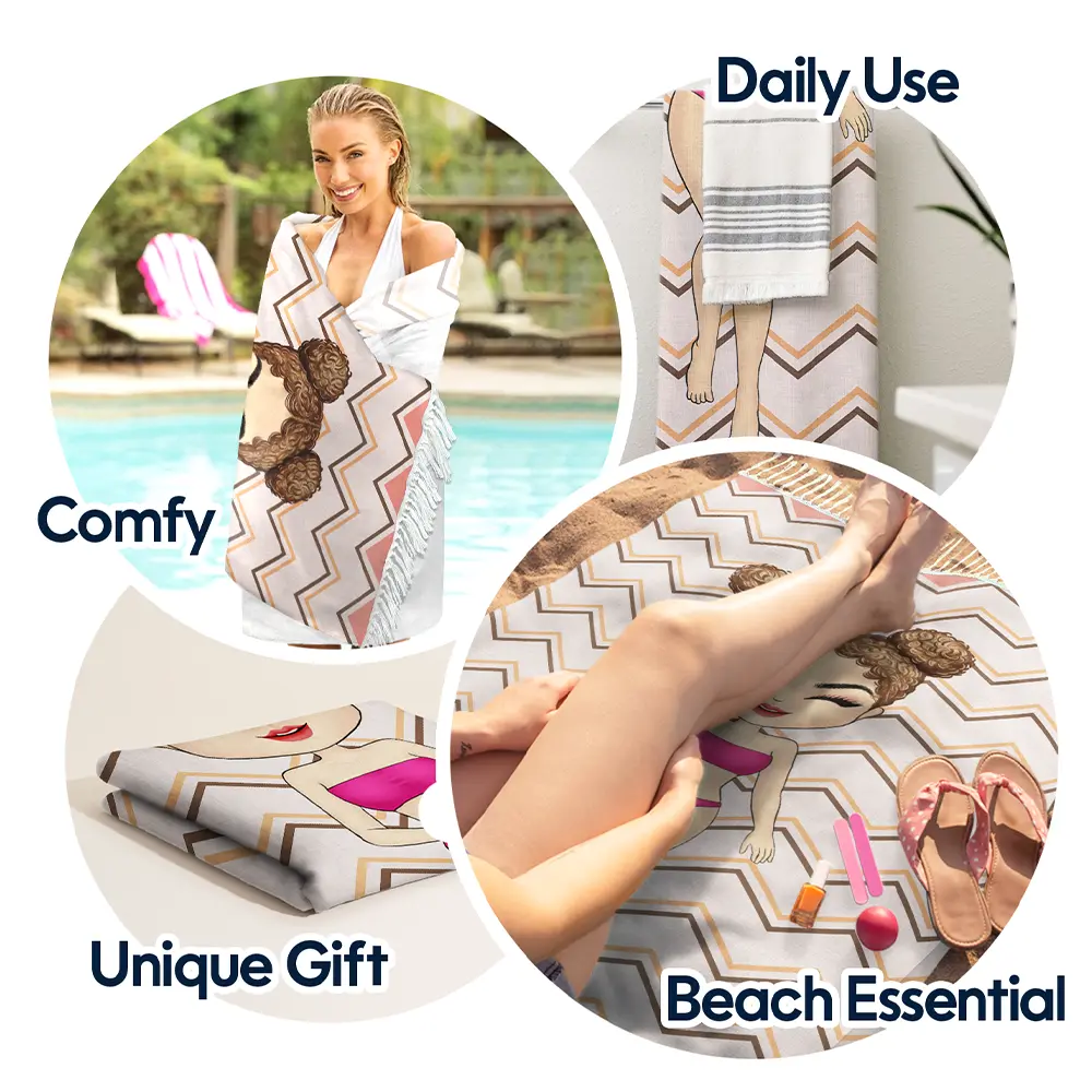 Summer Beach Travel Girl - Personalized Turkish Beach Towel - Image 4