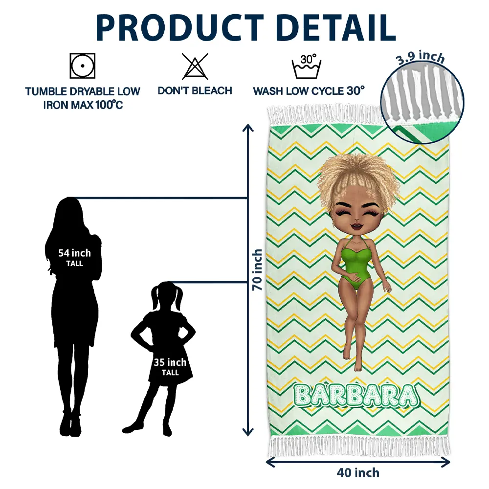 Summer Beach Travel Girl - Personalized Turkish Beach Towel - Image 5