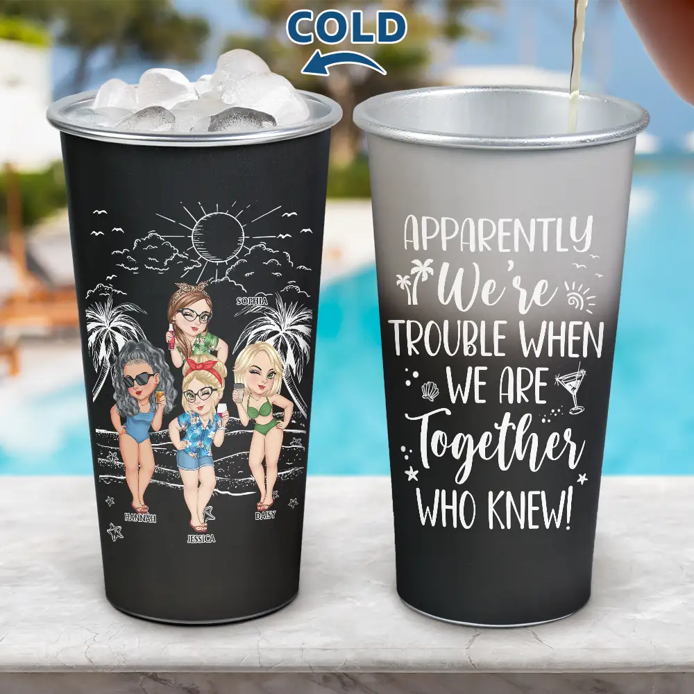 Summer Girls Trip Cheaper Than Therapy - Personalized Aluminum Color Changing Cup - Image 4
