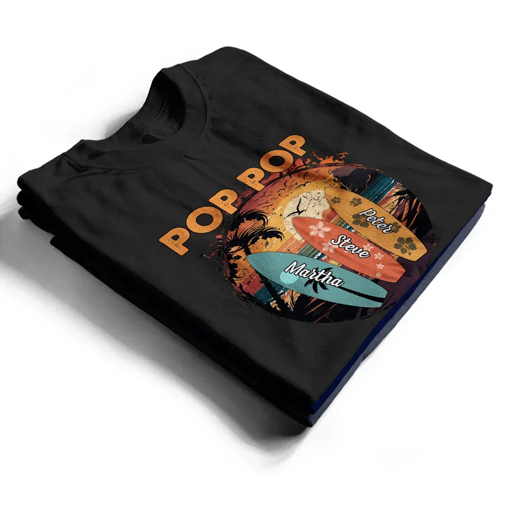 Summer Grandpa With Surfboards - Personalized T Shirt - Image 2