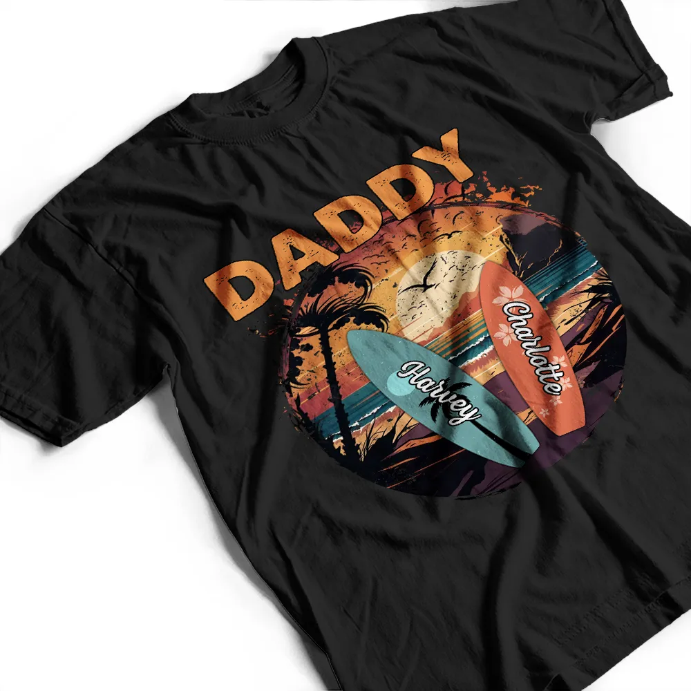 Summer Grandpa With Surfboards - Personalized T Shirt - Image 3