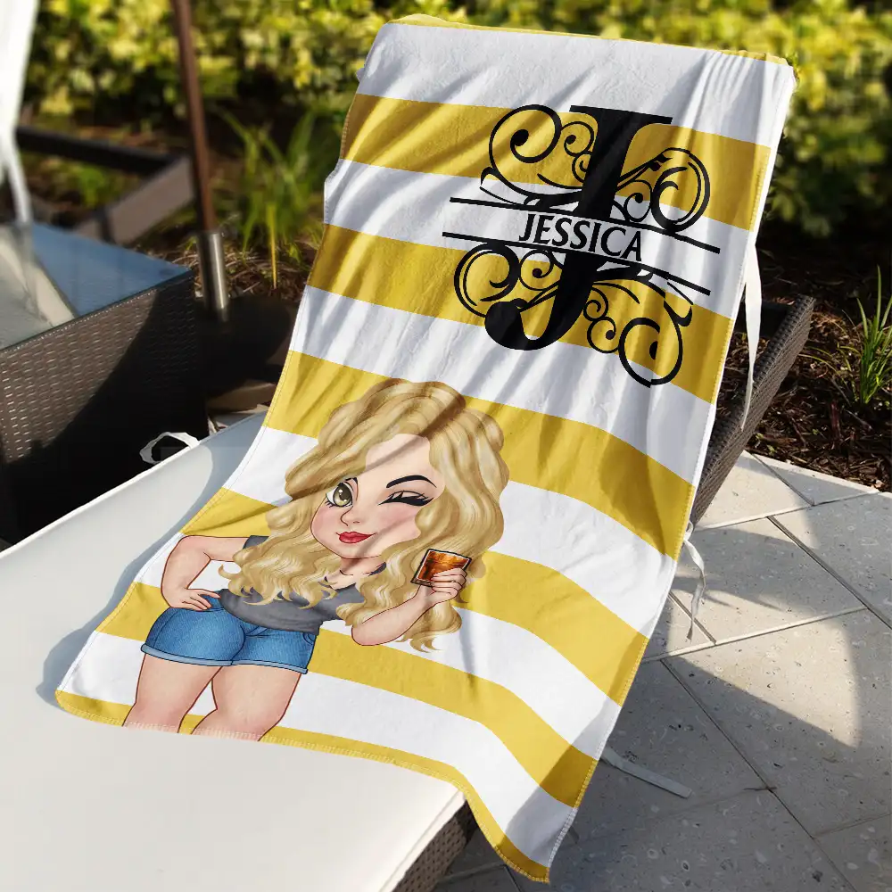 Summer Is Calling Beach Vacation Monogram - Personalized Beach Towel - Image 3