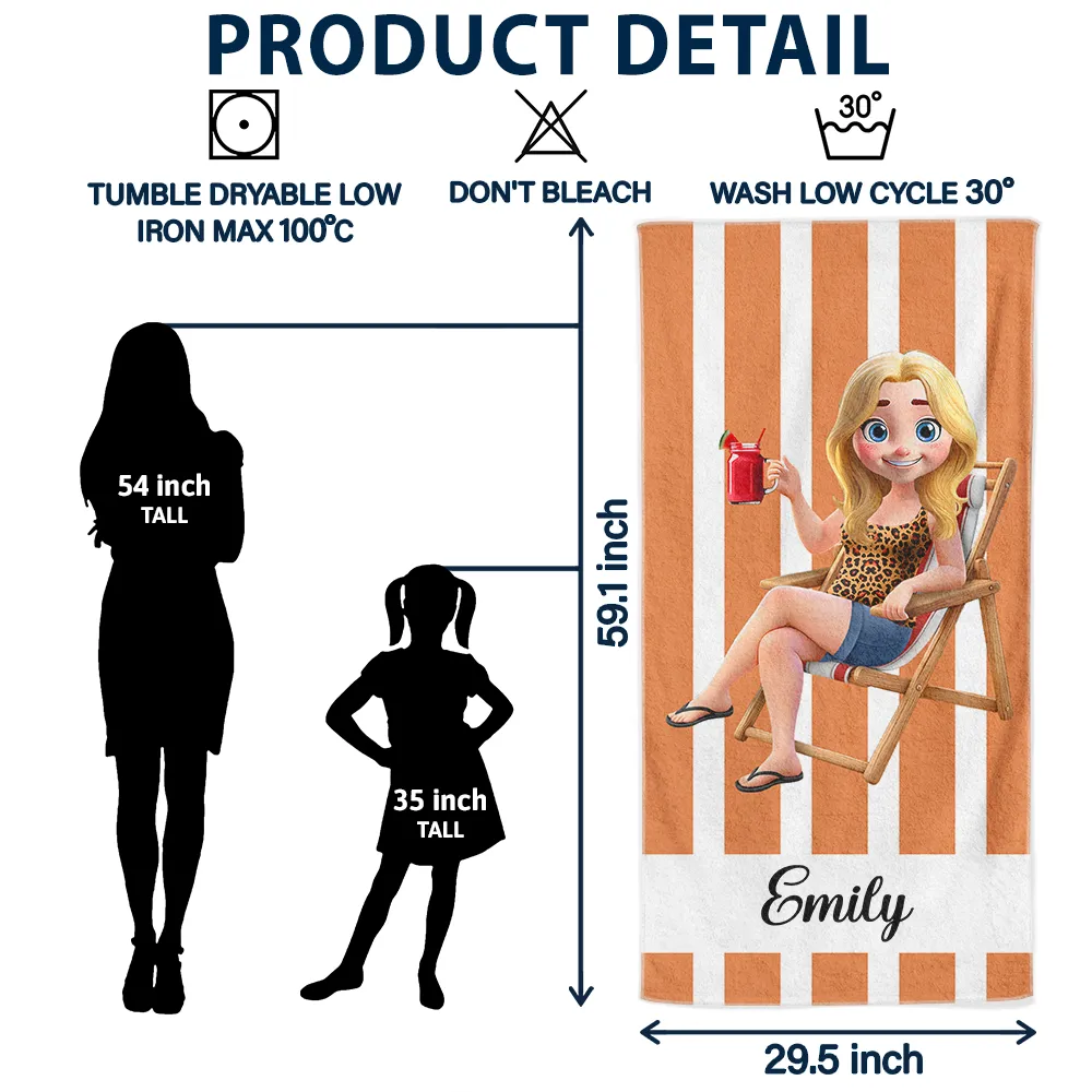 Summer Is Calling Vacation 3D Cartoon - Personalized Beach Towel - Image 6