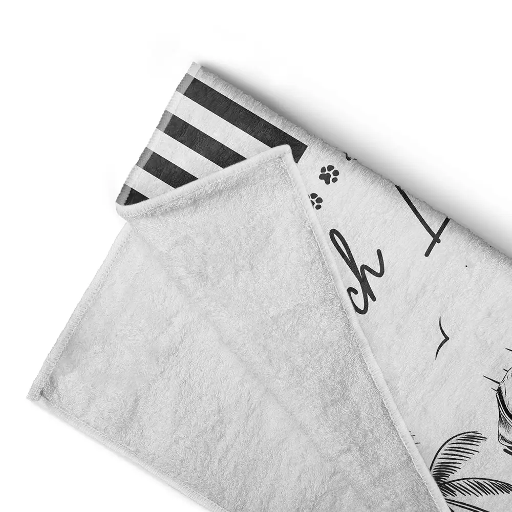 Summer Toile Dog Lover Beach Life Sandy Toes And Salty Kisses - Personalized Beach Towel - Image 4