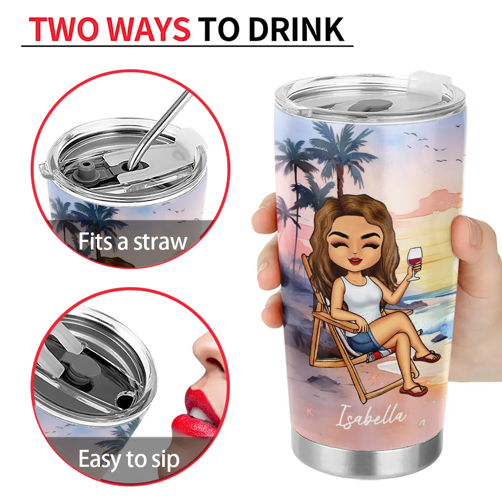 Sun Salt Sand Summer Vibe - Personalized Tumbler - Image 4