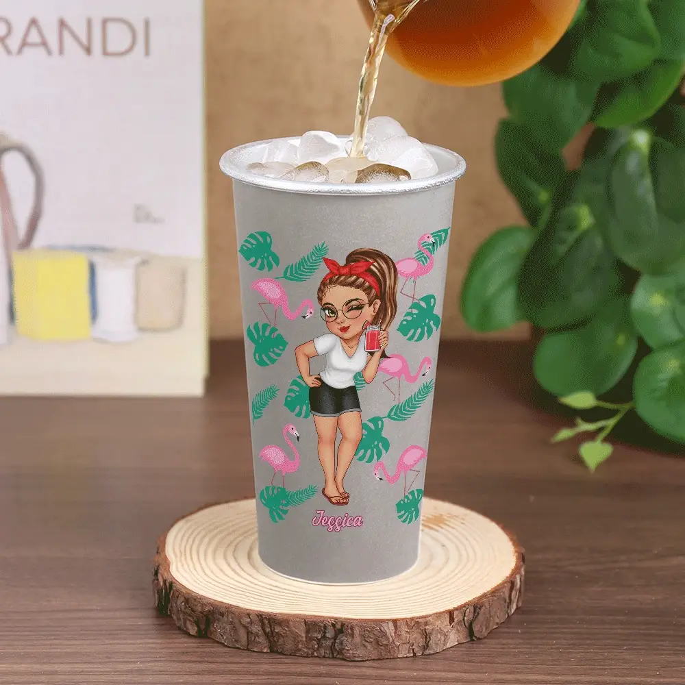 Sun Sand And A Drink In My Hand - Personalized Aluminum Color Changing Cup - Image 2