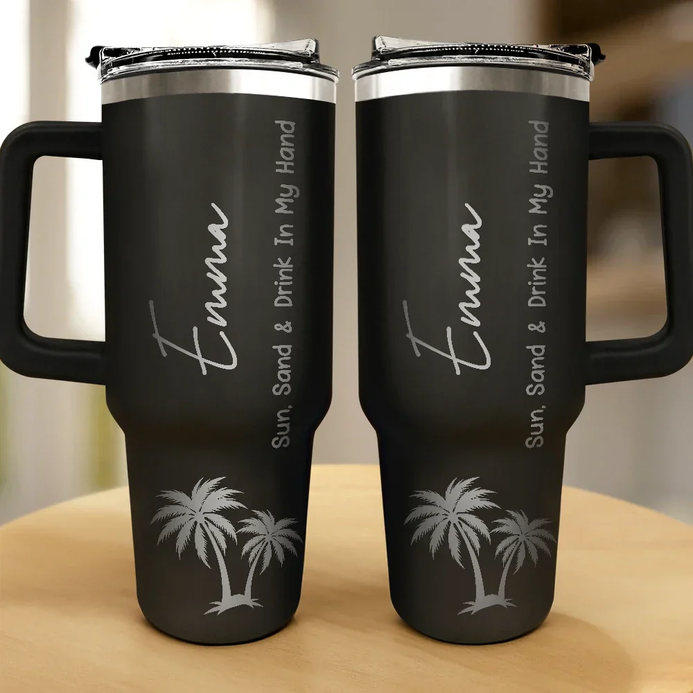 Sun Sand And Drink In My Hand - Personalized Engraved 40oz Tumbler - Image 2